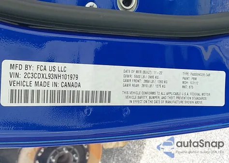 2022 Dodge Charger Srt Hellcat Redeye Widebody z USA, uszkodzony, nr VIN 2C3CDXL93NH101979